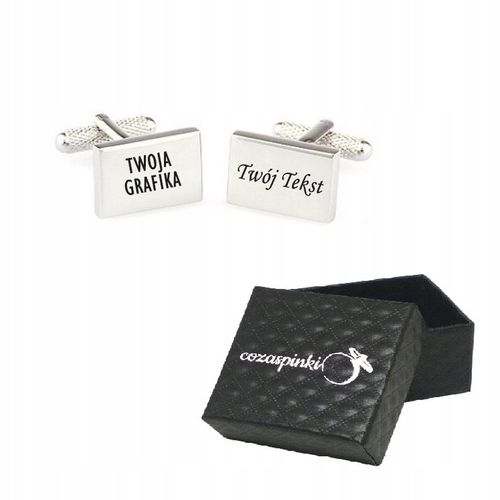 Spinki do mankietów prostokątne TWÓJ TEKST GRAFIKA na Arena.pl