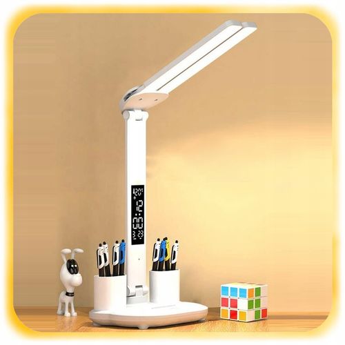 PODWÓJNA LAMPKA BIURKOWA LED Z ORGANIZEREM WYŚWIETLACZEM TEMP ZEGAR na Arena.pl