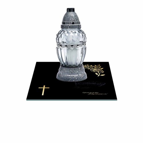 SZKLANA PODSTAWKA POD ZNICZE 40x40cm TWÓJ DOWOLNY NAPIS 16 wzorów na Arena.pl