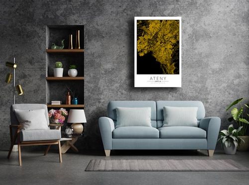 Ateny złota mapa - obraz na płótnie 30x40 cm na Arena.pl