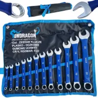 12el KLUCZE PŁASKO-OCZKOWE KLUCZE PŁASKIE ZESTAW KLUCZY Z GUMĄ ETUI 6-22mm