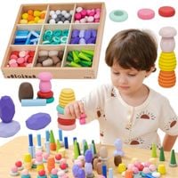 VIGA Klocki Drewniane Edukacyjne Układanka Montesori Sorter 141el.