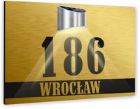 złota TABLICZKA podświetlana ADRESOWA numer domu dibond nierdzewna 30x20