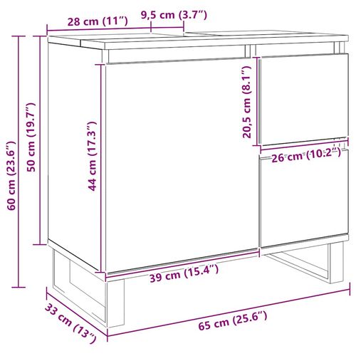 Szafka pod umywalkę, dąb artisan, 65x33x60 cm na Arena.pl