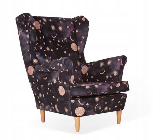 Fotel uszak ARI PRINT skandynawski Family Meble design wzorzysty noc na Arena.pl