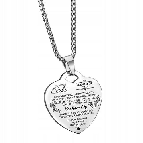 Łańcuszek ZAWIESZKA Serce Srebrny NASZYJNIK Dla CÓRKI od Taty GRAWER BOX na Arena.pl