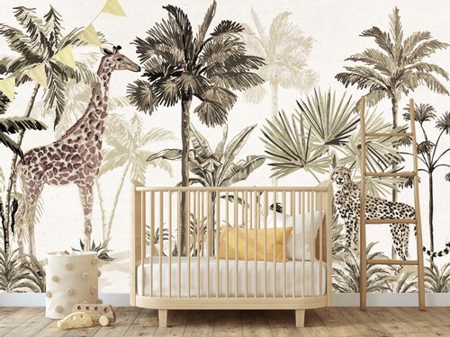 Fototapeta Ścienna Natura Dżungla Dzikie ZWIERZĘTA Styl Boho 360cm x 240cm na Arena.pl