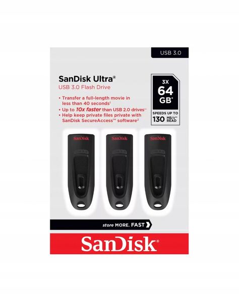 Pendrive SanDisk 64 GB USB 3.0 czarny zdjęcie 1