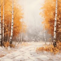 Plakat 20x20cm Jesienne Brzozy