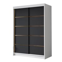 Szafa przesuwna LUNGO IV 120-pojemna garderoba-BIAŁY/CZARNY