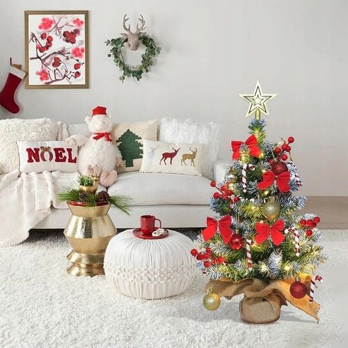 MAŁA CHOINKA NA STÓŁ Z LAMPKAMI I OZDOBAMI 60 CM DO DEKORACJI STOŁU na Arena.pl