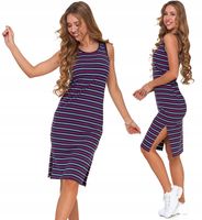 SUKIENKA DAMSKA BAWEŁNIANA TUBA GŁADKA PASKI DO KOLAN WYGODNA MORAJ - S