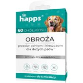 Obroża przeciw pchłom i kleszczom dla dużych psów 60cm chroni do 6msc HAPPS