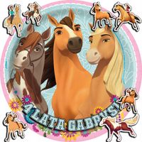 OPŁATEK NA TORT 30CM - MUSTANG SPIRIT KONIE + IMIĘ + GRATIS! 24CM 26CM