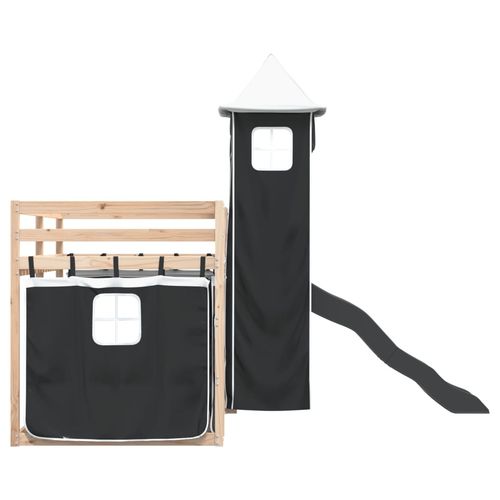 Łóżko na antresoli, ze zjeżdżalnią i zasłonkami, 80x200 cm na Arena.pl