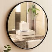 LUSTRO ŚCIENNE OKRĄGŁE ŁAZIENKOWE CZARNA RAMA LOFT STYLOWE ŚREDNICA 70 CM