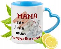 Dla Mamy Kubek Błękitny Z Uszkiem W Kształcie Serca Na Prezent Z Nadrukiem