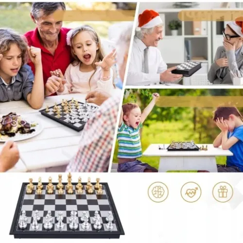 SZACHY KLASYCZNE 25X25 GRA SKŁADANE SZACHOWNICA PREZENT na Arena.pl