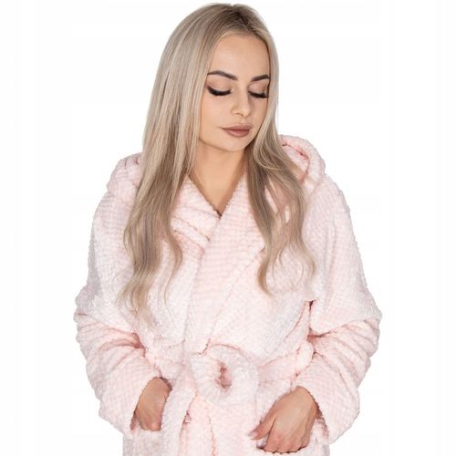 SZLAFROK DAMSKI CIEPŁY Z KAPTUREM R.S/M WIĄZANY W TALII GRUBY DŁUGI MIĘKKI na Arena.pl