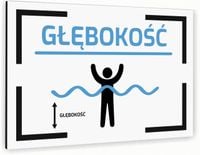 Tabliczka znak informacyjny 30x20 Biała GŁĘBOKOŚĆ Aluminiowa NADRUK UV
