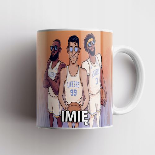 ZESTAW KUBEK + PODKŁADKA - LAKERS KOSZYKÓWKA - PREZENT WIELE WZORÓW + IMIĘ na Arena.pl