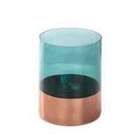 Świecznik dekoracyjny szklany SALVIA 15x20 szałwiowy + miedziany