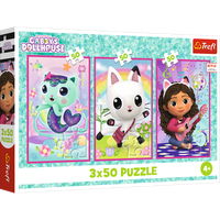 Puzzle 3x50 - Poznajcie Gabby i kotki Gabbys Dollhouse Trefl 34876