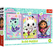 Puzzle 3x50 - Poznajcie Gabby i kotki Gabbys Dollhouse Trefl 34876