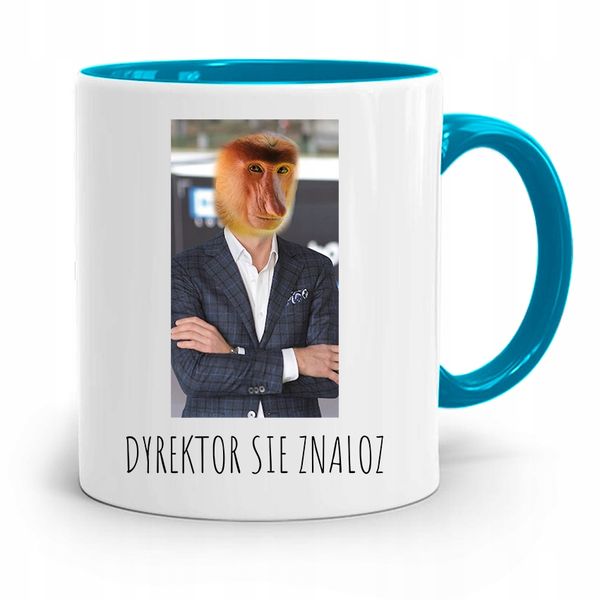 Kubek Błękitny Nosacz Janusz Dyrektor Się Znaloz Z Nadrukiem Ze Zdjęciem zdjęcie 1