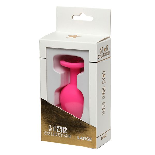 Star Collection - Pink Silicone Anal Plug L - Pink Stone zdjęcie 1