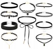 Zestaw 10 Szt Choker Naszyjnik Rzemyk Koronka Boho