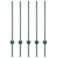 Słupki ogrodzeniowe 5 pcs Zielony 80 cm Stal