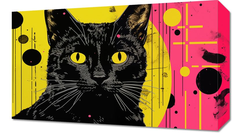 Obraz 50x30cm Neonowy Kocur zdjęcie 1