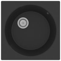 Zlew kuchenny z otworem przelewowym, czarny, granitowy