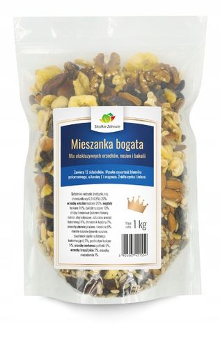 MIESZANKA BOGATA Mix ekskluzywnych orzechów, nasion i bakalii STUDENCKA 1kg na Arena.pl