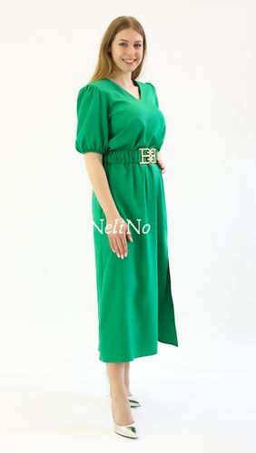 Sukienka maxi z paskiem i rozcięciem Xsanthe Zielona UNI na Arena.pl