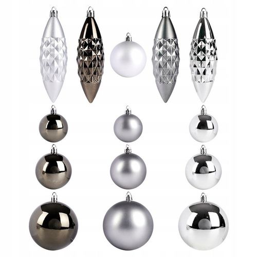 31x Bombki CHOINKOWE świąteczne nietłukące SREBRNE zestaw bombek na choinkę na Arena.pl