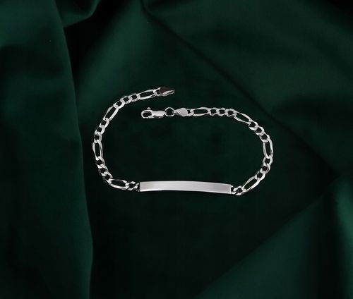 SREBRNA PEŁNA BRANSOLETKA MĘSKA FIGARO Z BLASZKĄ PR. 925 + GRAWER GRATIS na Arena.pl