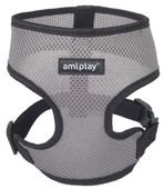 AMIPLAY Szelki dla psa maltańczyka yorka bezuciskowe przewiewne S szare