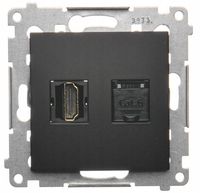 GNIAZDO KOMPUTEROWE HDMI +RJ45 SIMON 54 CZARNY MAT