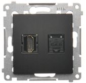 GNIAZDO KOMPUTEROWE HDMI +RJ45 SIMON 54 CZARNY MAT