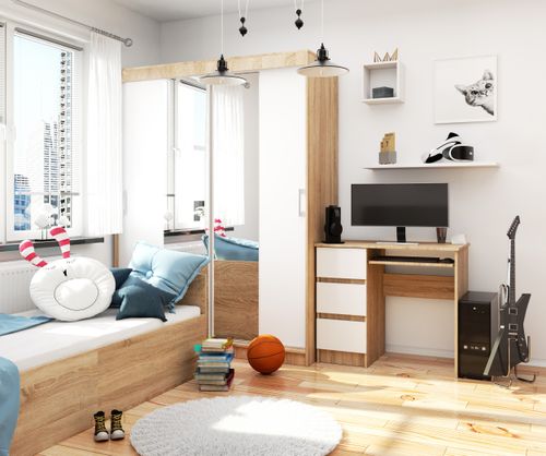 BIURKO KOMPUTEROWE A-6 90 cm LEWE SONOMA / BIAŁE na Arena.pl