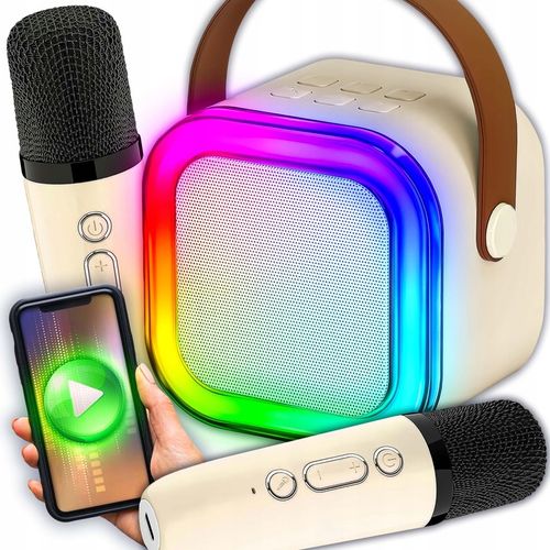 ZESTAW KARAOKE MIKROFON KARAOKE GŁOŚNIK BLUETOOTH RGB DWA MIKROFONY USB 2 na Arena.pl