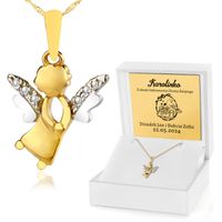 Złoty aniołek z łańcuszkiem prezent na chrzest pamiątka chrztu