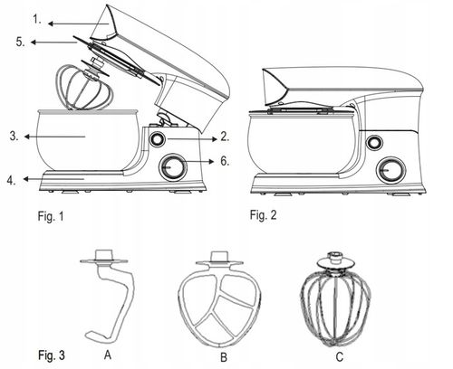 Robot kuchenny planetarny 1200W misa 3l ze stali nierdzewnej 6 prędkości na Arena.pl