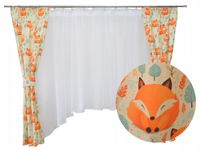 Firana zasłony KOMPLET do pokoju dziecka zwierzęta LISKI styl skandynawski