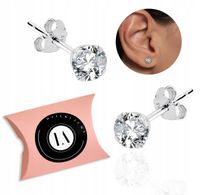 Srebrne kolczyki białe cyrkonie sztyft srebro 925 LAPRII na prezent