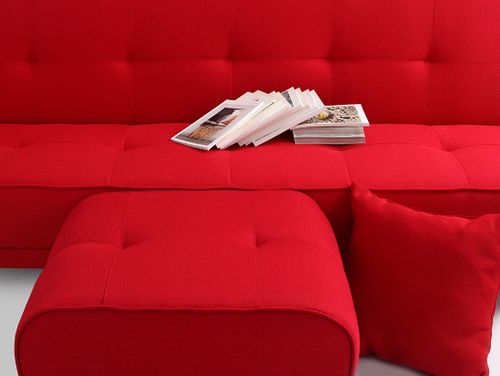 Pufa MODES - czerwony, podnóżek, stolik kawowy materiałowy na Arena.pl