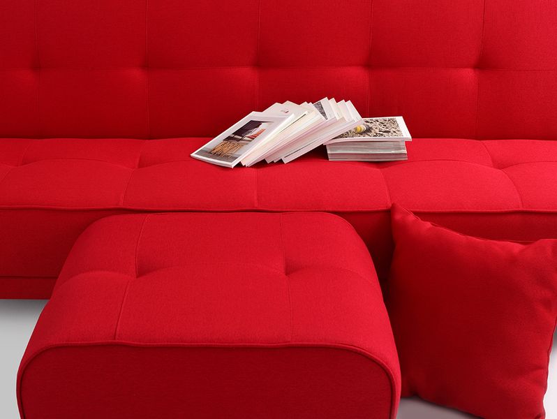 Pufa MODES - czerwony, podnóżek, stolik kawowy materiałowy zdjęcie 7