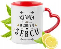 Kubek Czerwony Z Uszkiem W Kształcie Serca Dla Niani Na Prezent